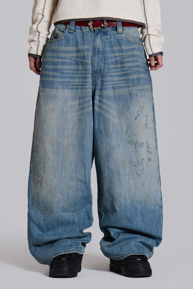 Shop Light Wash Slub XL Colossus Jeans | Jaded London | Clothing