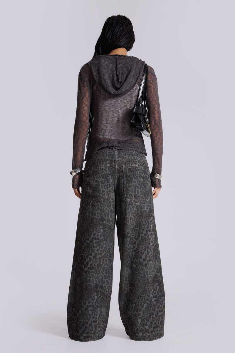 Charcoal Leopard Fade Colossus Jeans | Jaded London | Clothing