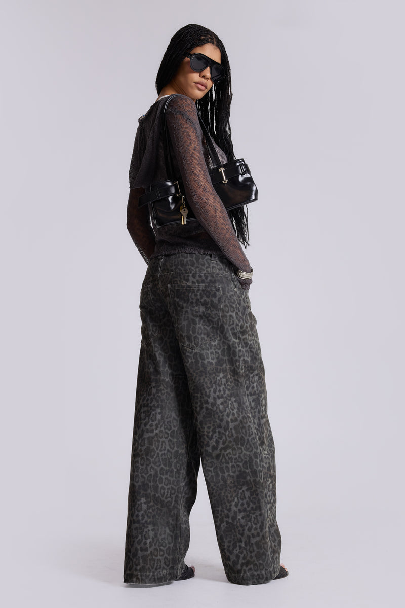 Charcoal Leopard Fade Colossus Jeans | Jaded London | Clothing