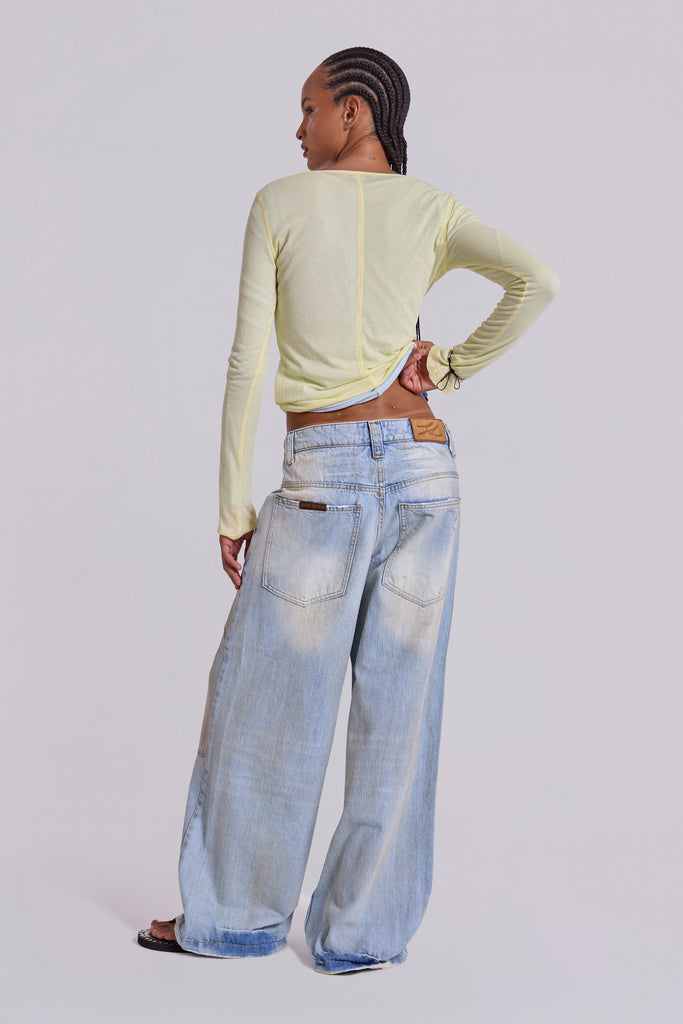 Sheer Henley Top in Buttercup