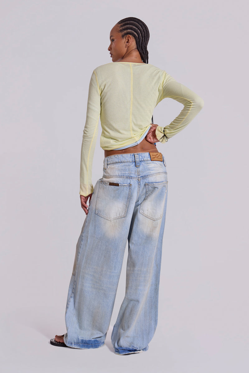 Sheer Henley Top In Buttercup Jaded London Clothing sheer-henley-top-in-buttercup-jaded-london-clothing