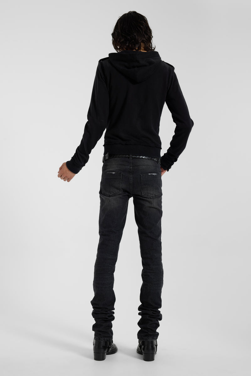 Washed Black Drain Jeans