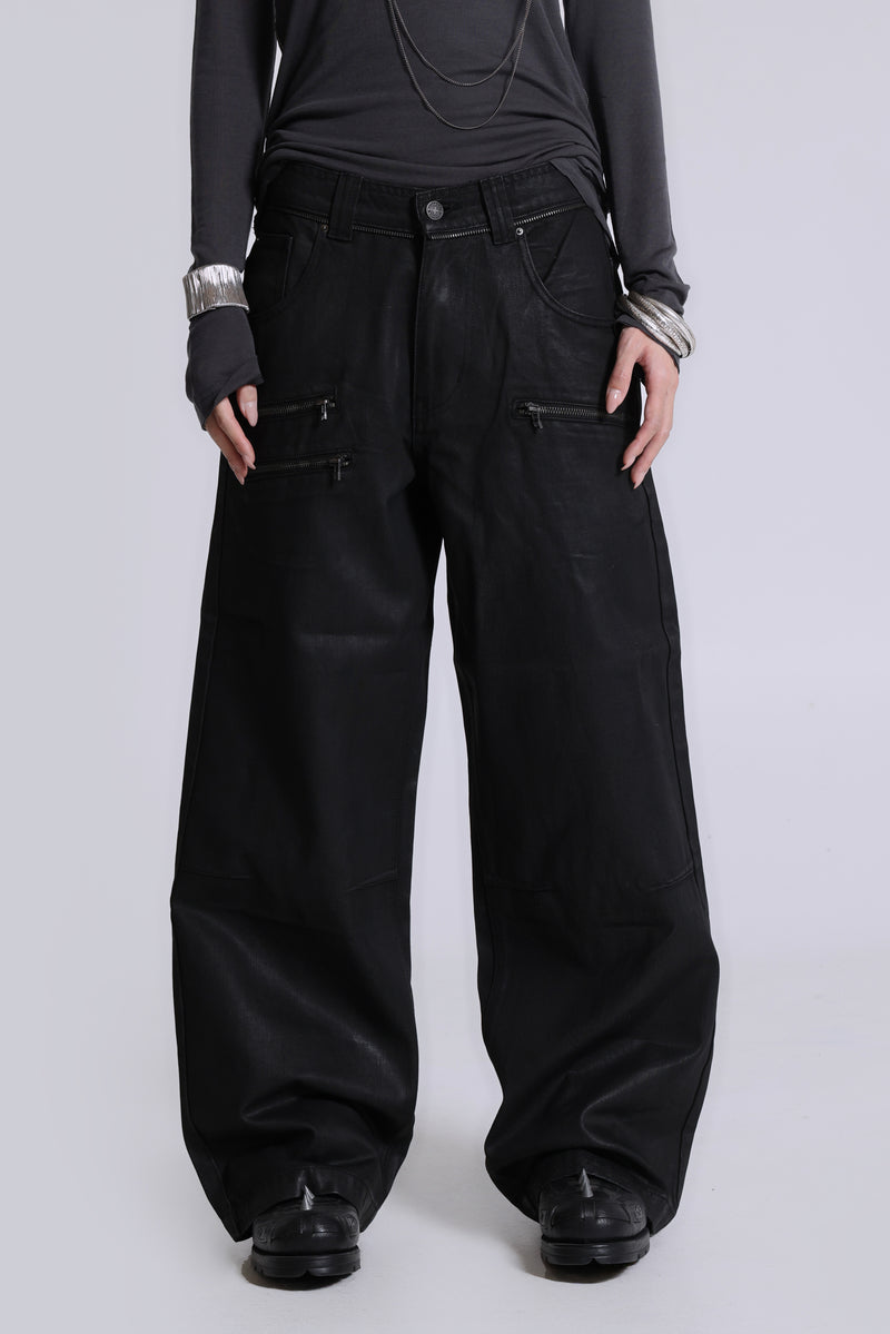 Coated Zip Colossus Jeans | Jaded London