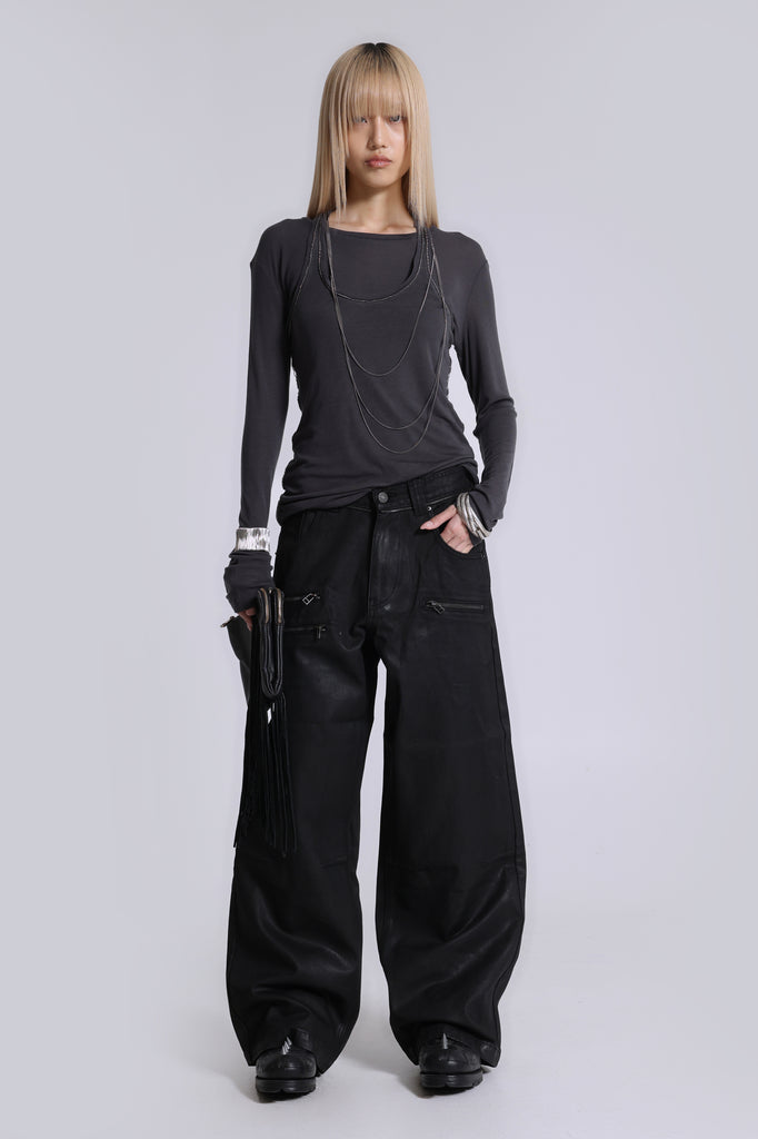 Coated Zip Colossus Jeans | Jaded London