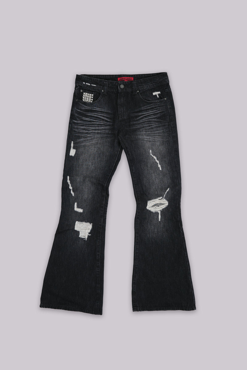 Black Cross Stud Drift Jeans