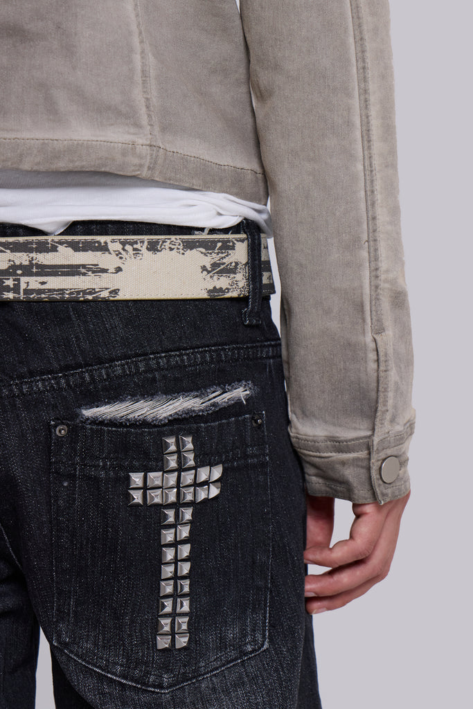Black Cross Stud Drift Jeans
