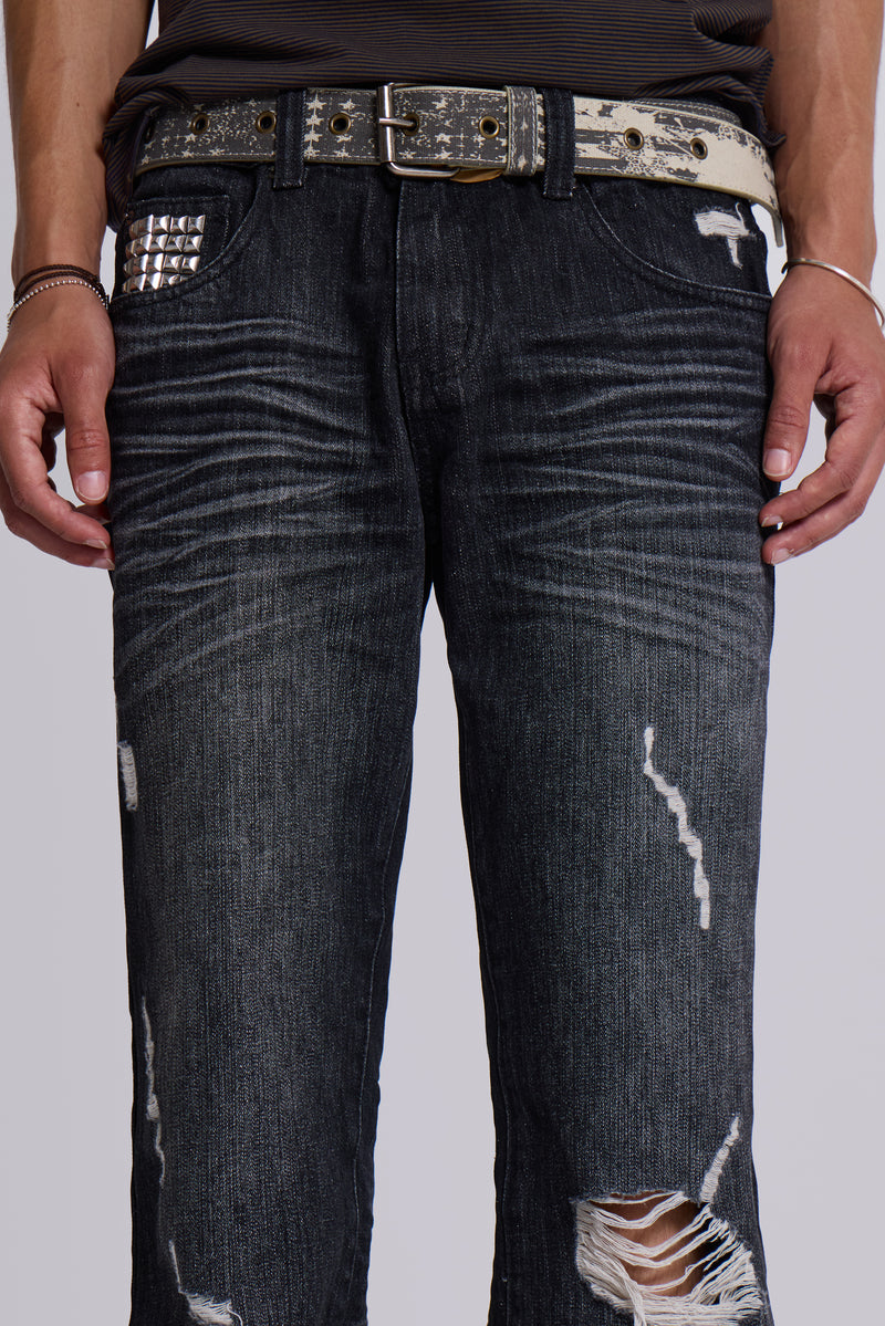 Black Cross Stud Drift Jeans