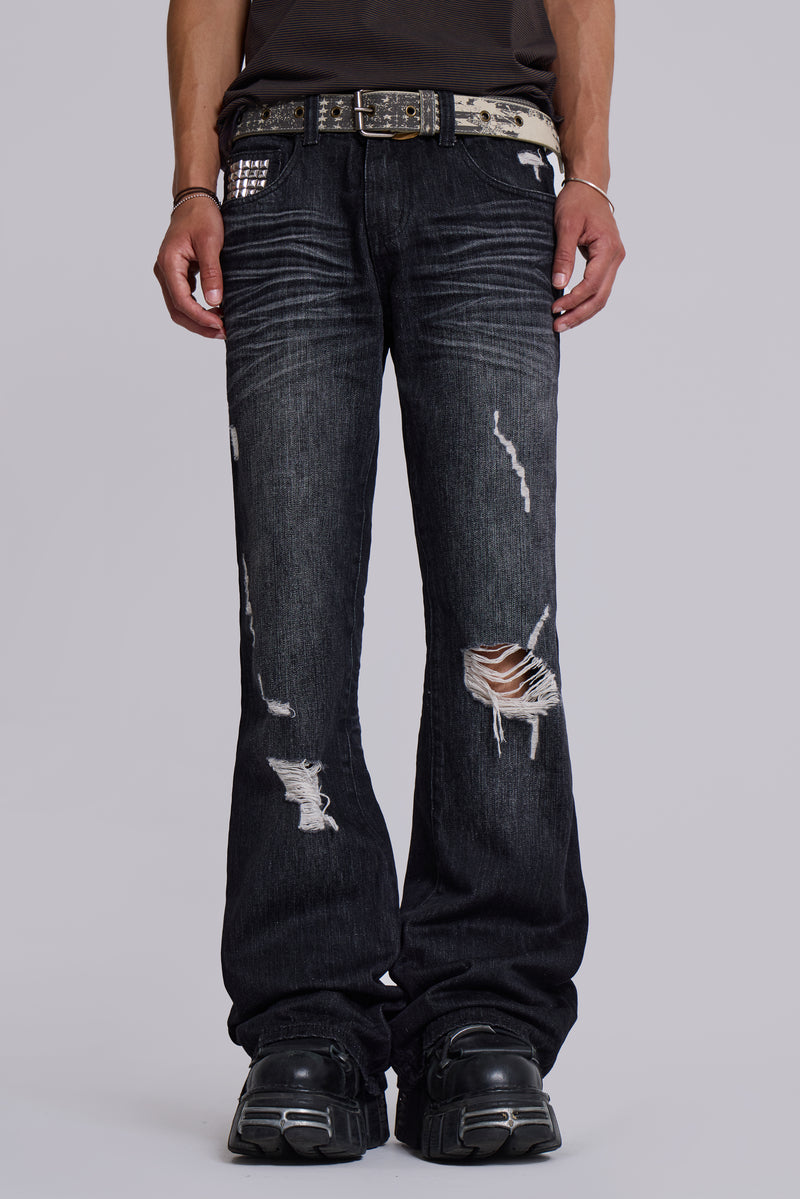 Black Cross Stud Drift Jeans