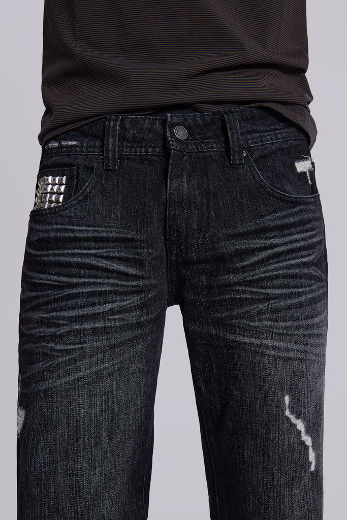 Black Cross Stud Drift Jeans