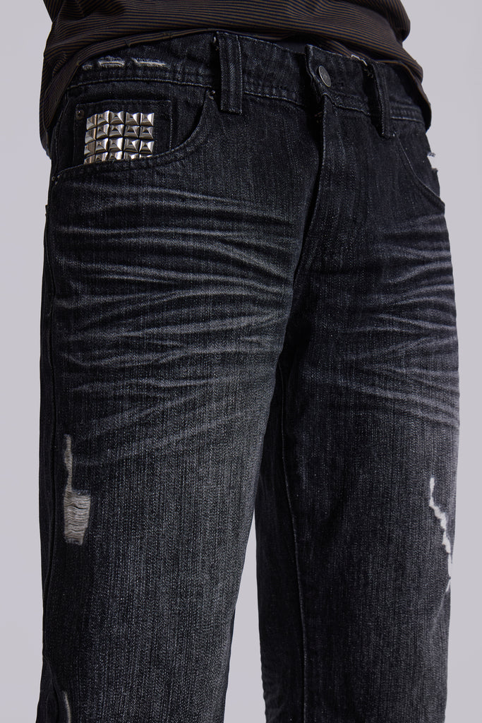 Black Cross Stud Drift Jeans