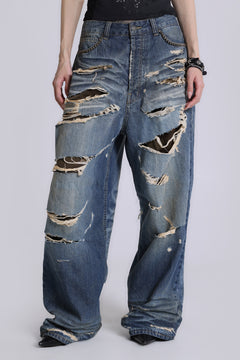 Hidden Camo Ripped XL Colossus Jeans - W38 / Blue