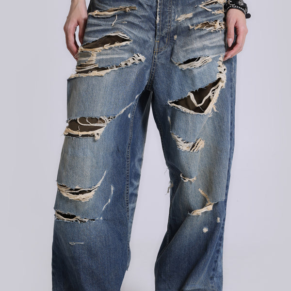 Hidden Camo Ripped XL Colossus Jeans | Jaded London | Clothing