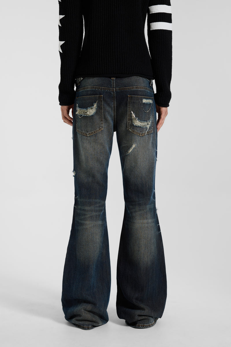 Cross Chain Blue Drift Bootcut Jeans