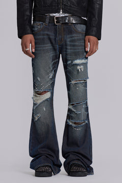 Cross Chain Blue Drift Bootcut Jeans – view 1