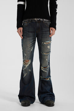 Cross Chain Blue Drift Bootcut Jeans - W26 / Blue