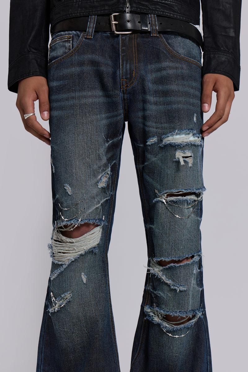 Cross Chain Blue Drift Jeans