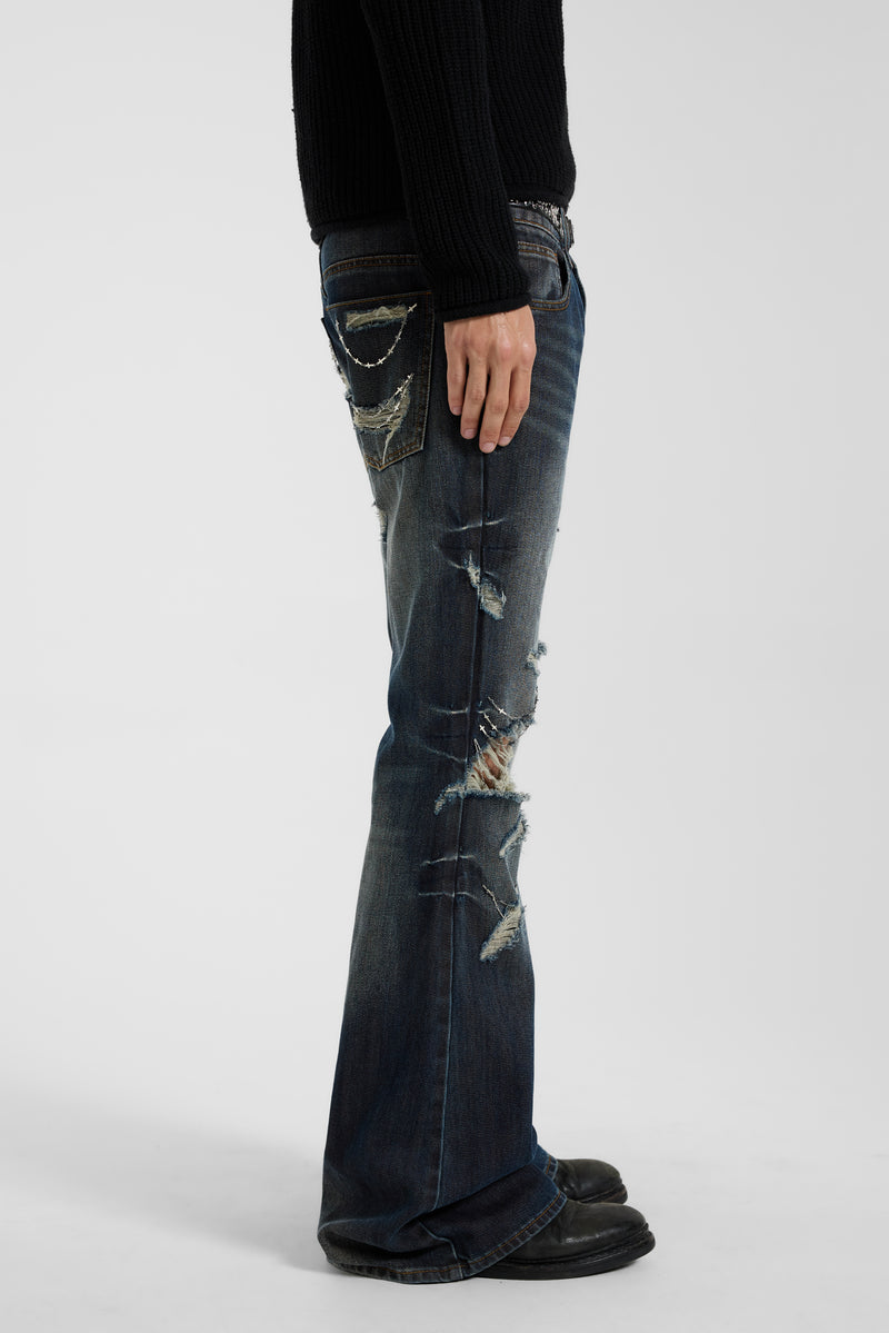 Cross Chain Blue Drift Bootcut Jeans