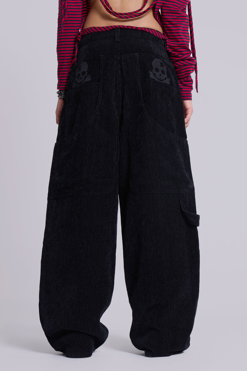Black Skull Cord Colossus Jeans