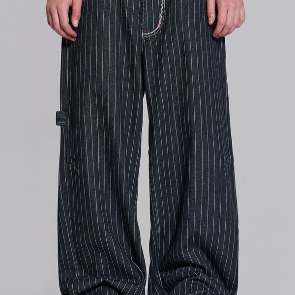 Black Ollie Pinstripe XL Colossus Jeans | Jaded London | Clothing