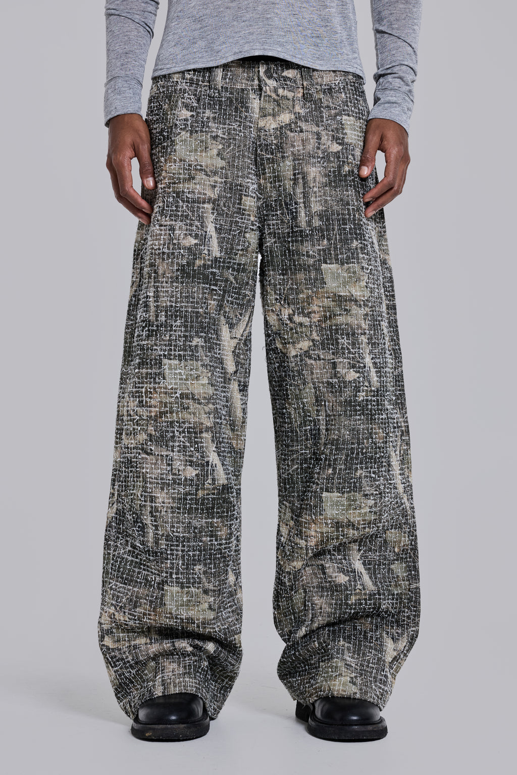 Needle Punch Woodland Camo Colossus Jeans | Jaded London | Clothing