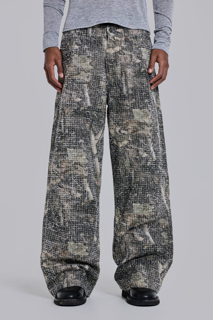 Needle Punch Woodland Camo Colossus Jeans | Jaded London | Clothing