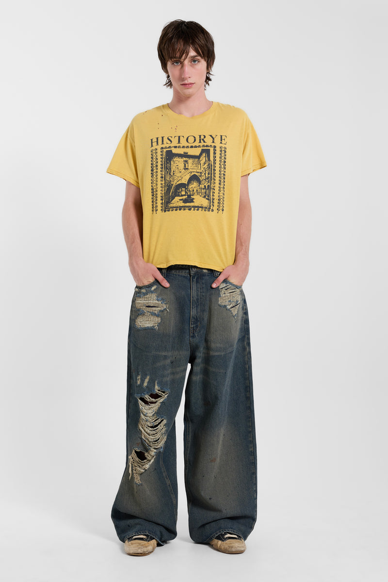 Historye Yellow Cropped T-Shirt