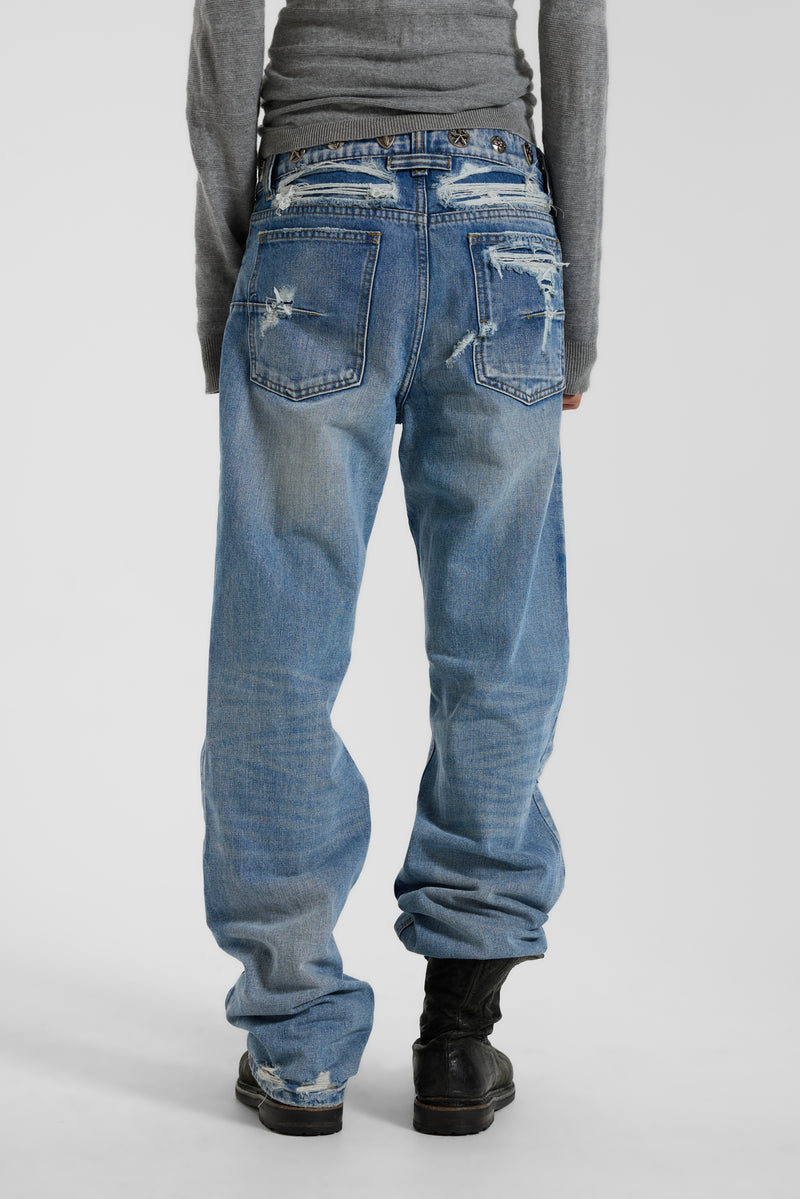Metal Stud Waistband Muse Jeans