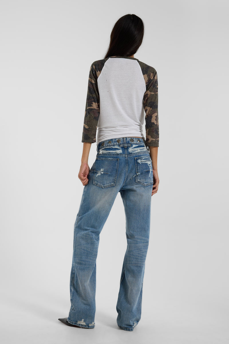 Metal Stud Waistband Muse Jeans