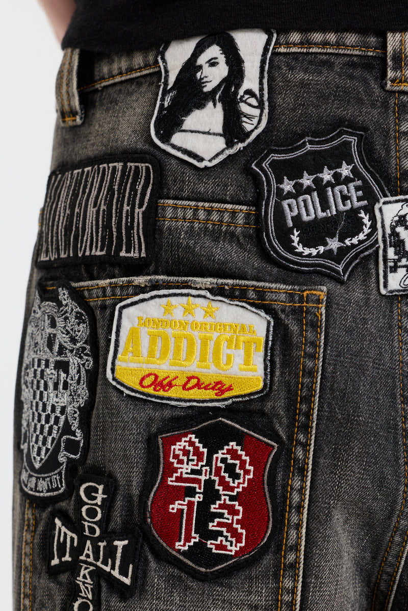 Multi Badge Grey Colossus Jeans