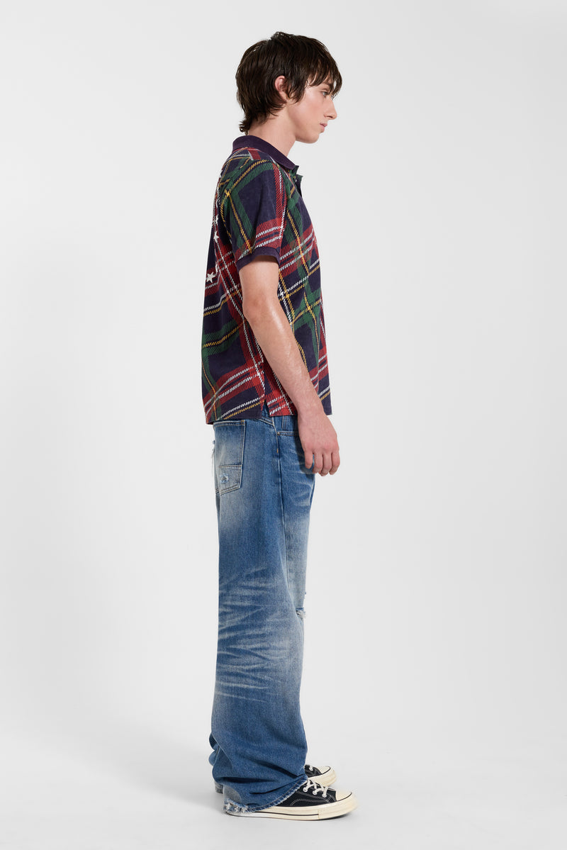 Mid Blue Baggy Twisted Seam Jeans