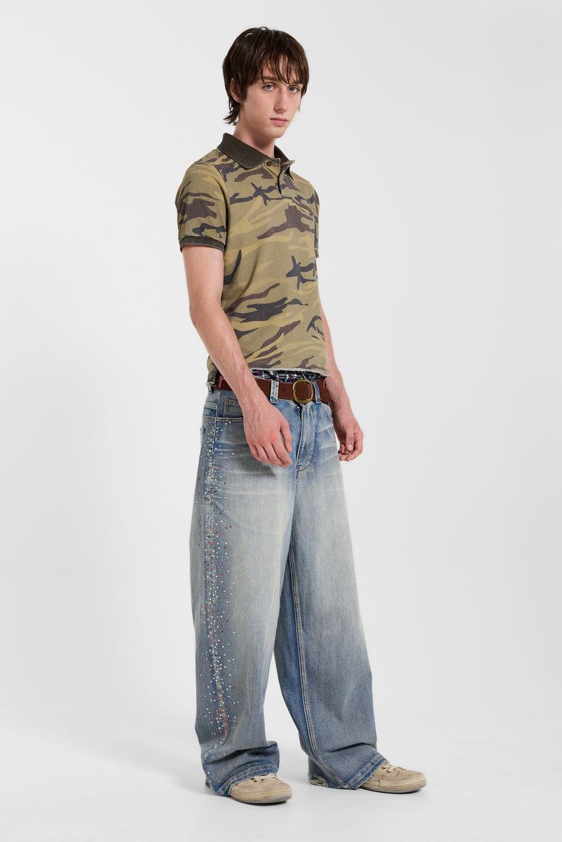 Washed Camo Polo Top
