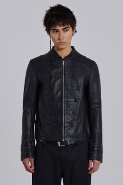 Leather Military Jacket - XXS / Black