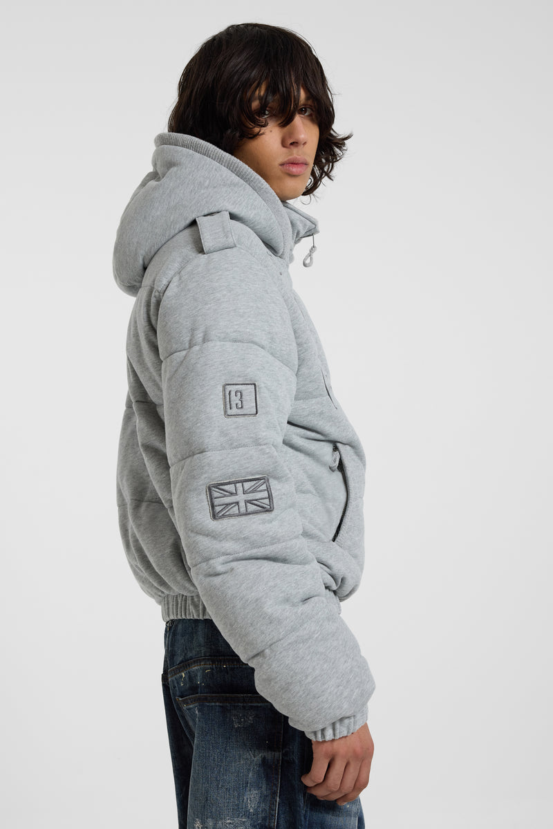 Badge Grey Jersey Puffer Jacket