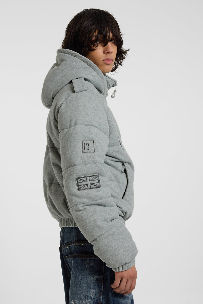 Badge Grey Jersey Puffer Jacket