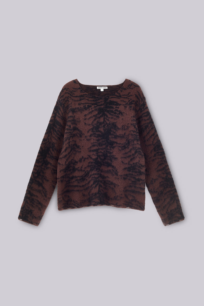 Brown Tiger Brushed Knit Jumper