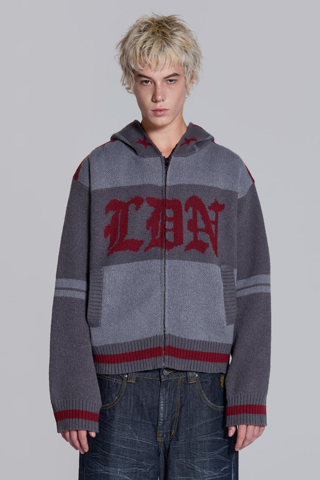 LDN Knitted Zip-Up Hoodie | Jaded London | Clothing