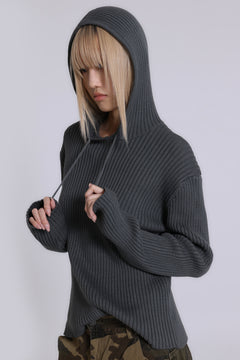 Dornan Rib Hoodie - XS / Grey