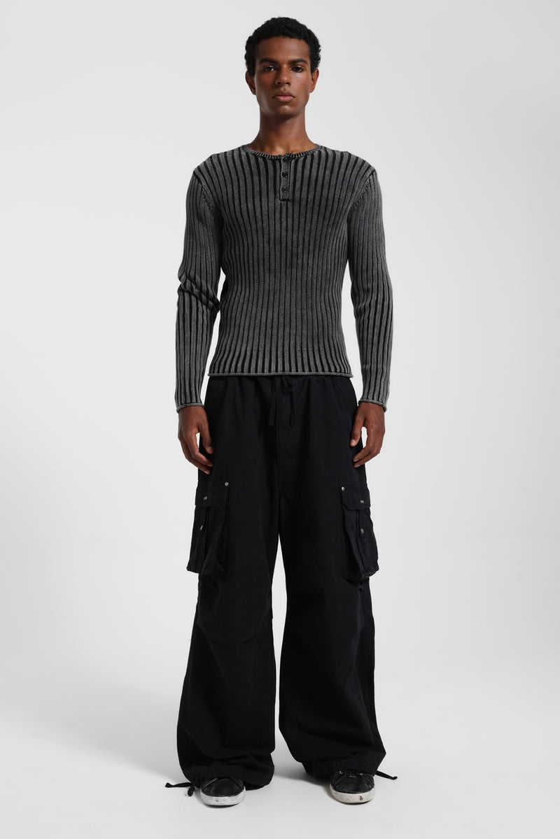 Long Sleeved Henley Knit Top – view 4