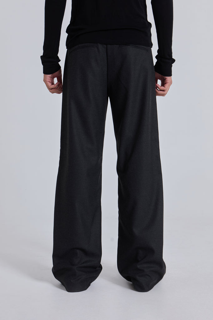 Charcoal Stacked Straight Suit Pants