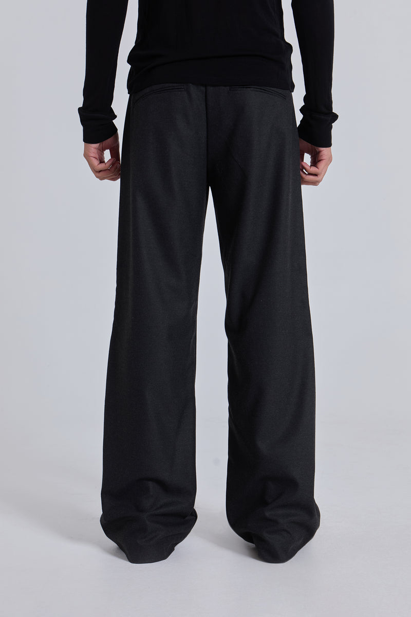 Charcoal Stacked Straight Suit Pants