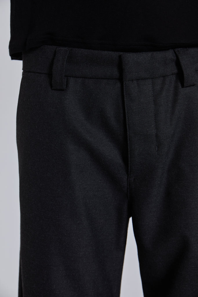 Charcoal Stacked Straight Suit Pants