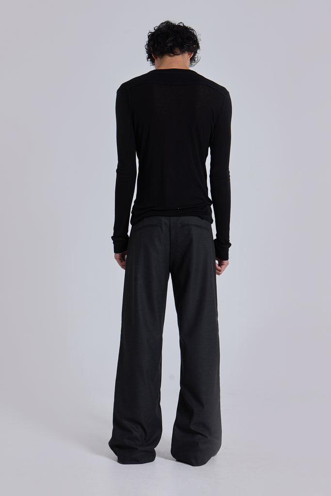 Charcoal Stacked Straight Suit Pants