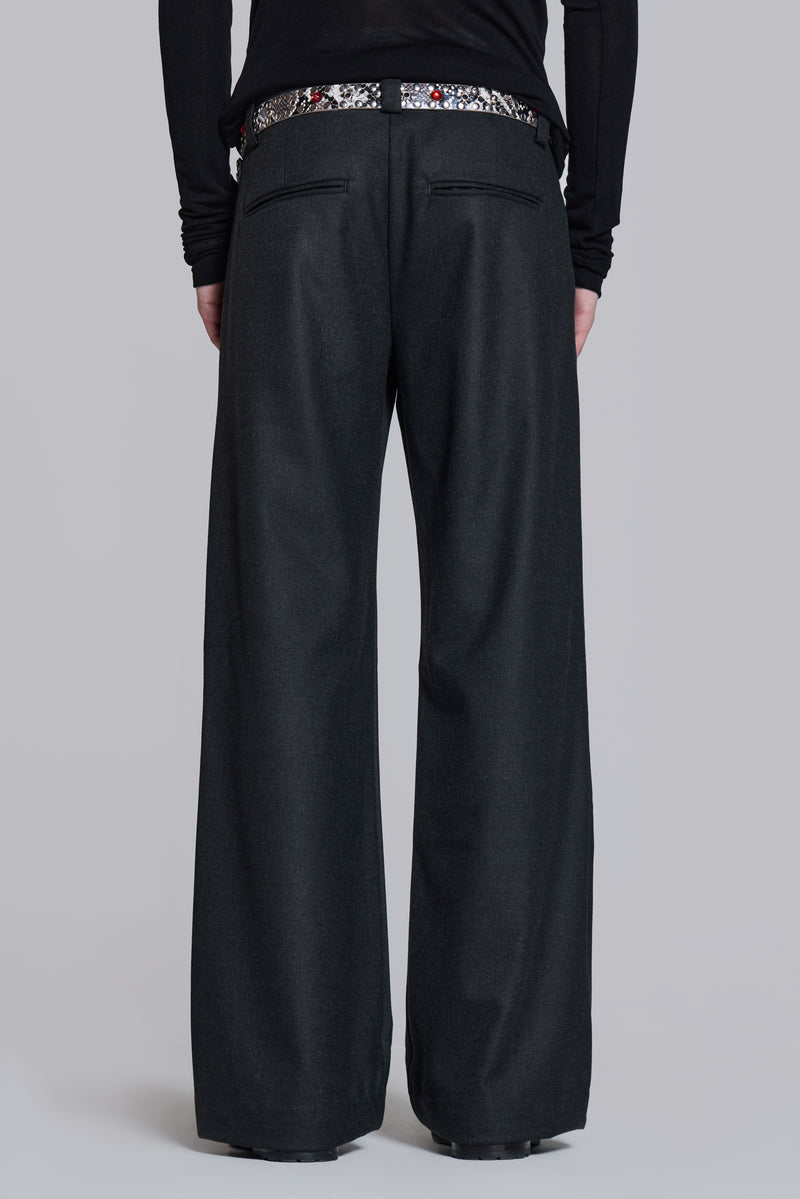 Charcoal Stacked Straight Suit Pants