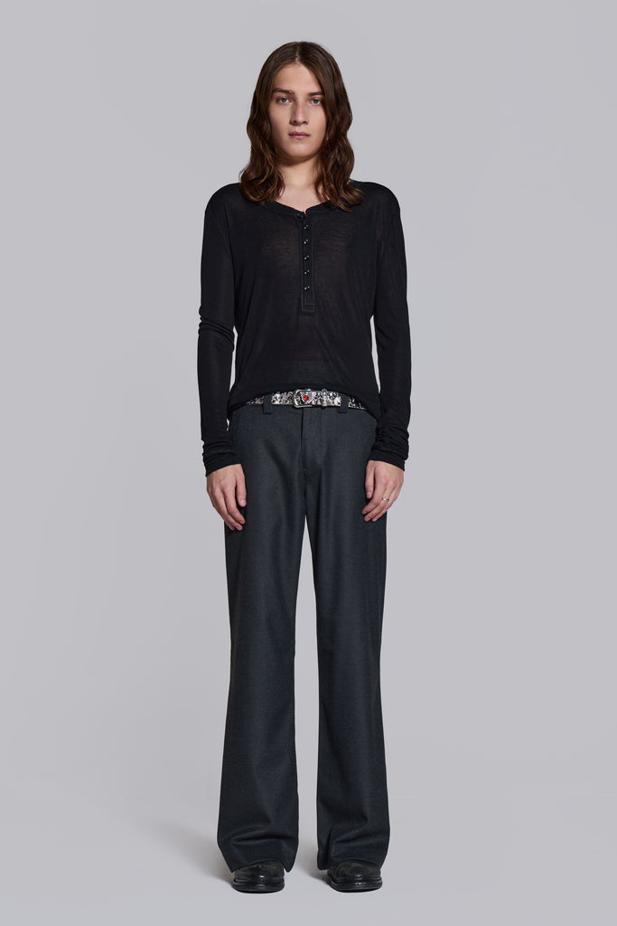Charcoal Stacked Straight Suit Pants