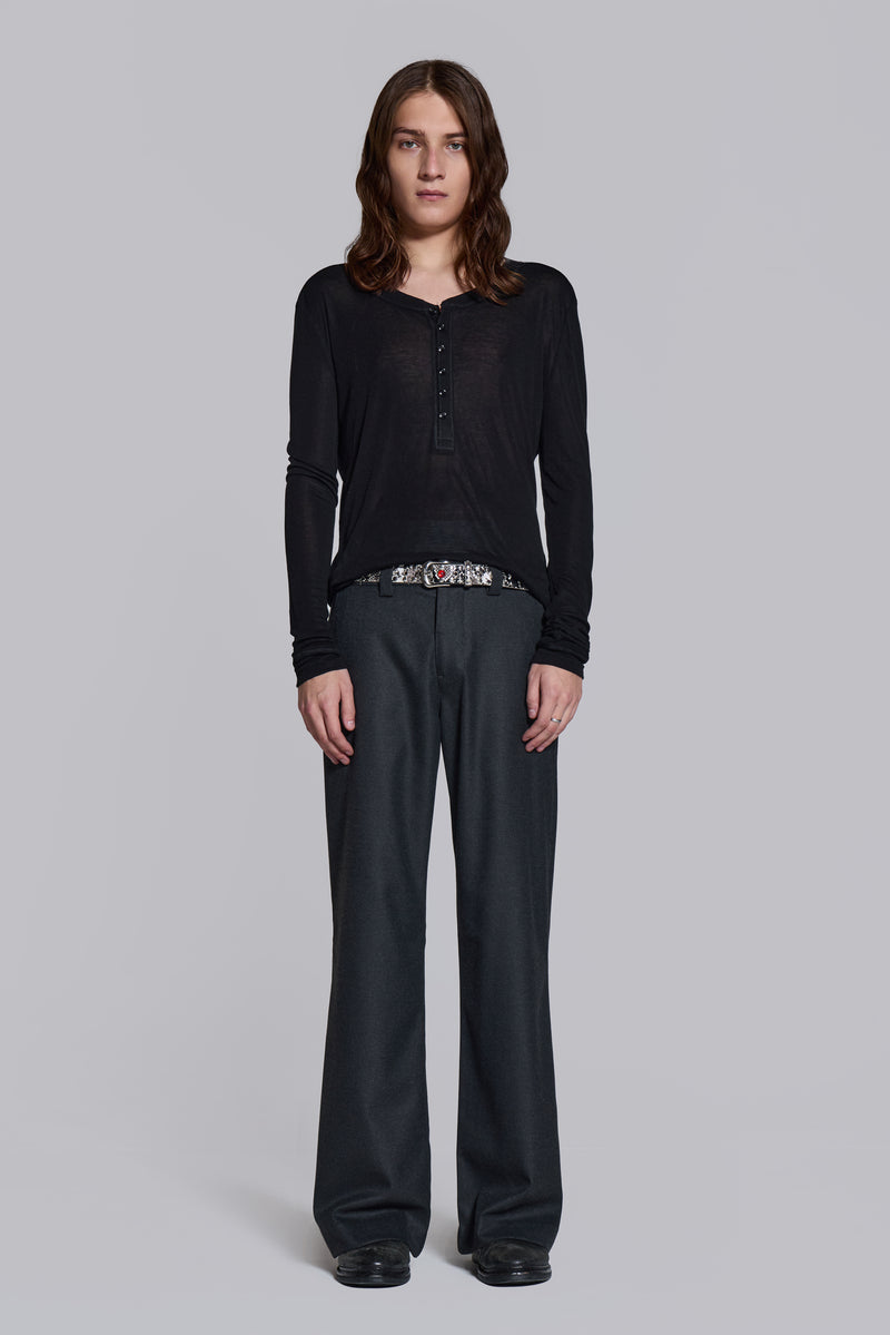 Charcoal Stacked Straight Suit Pants