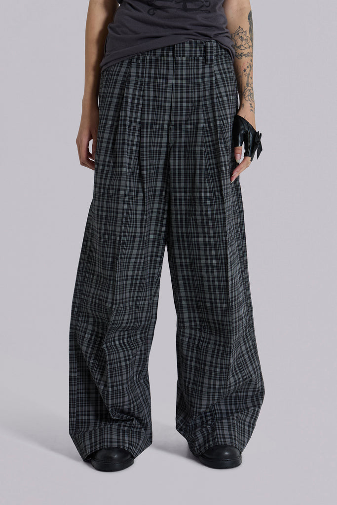 Black Check Goliath Suit Trousers