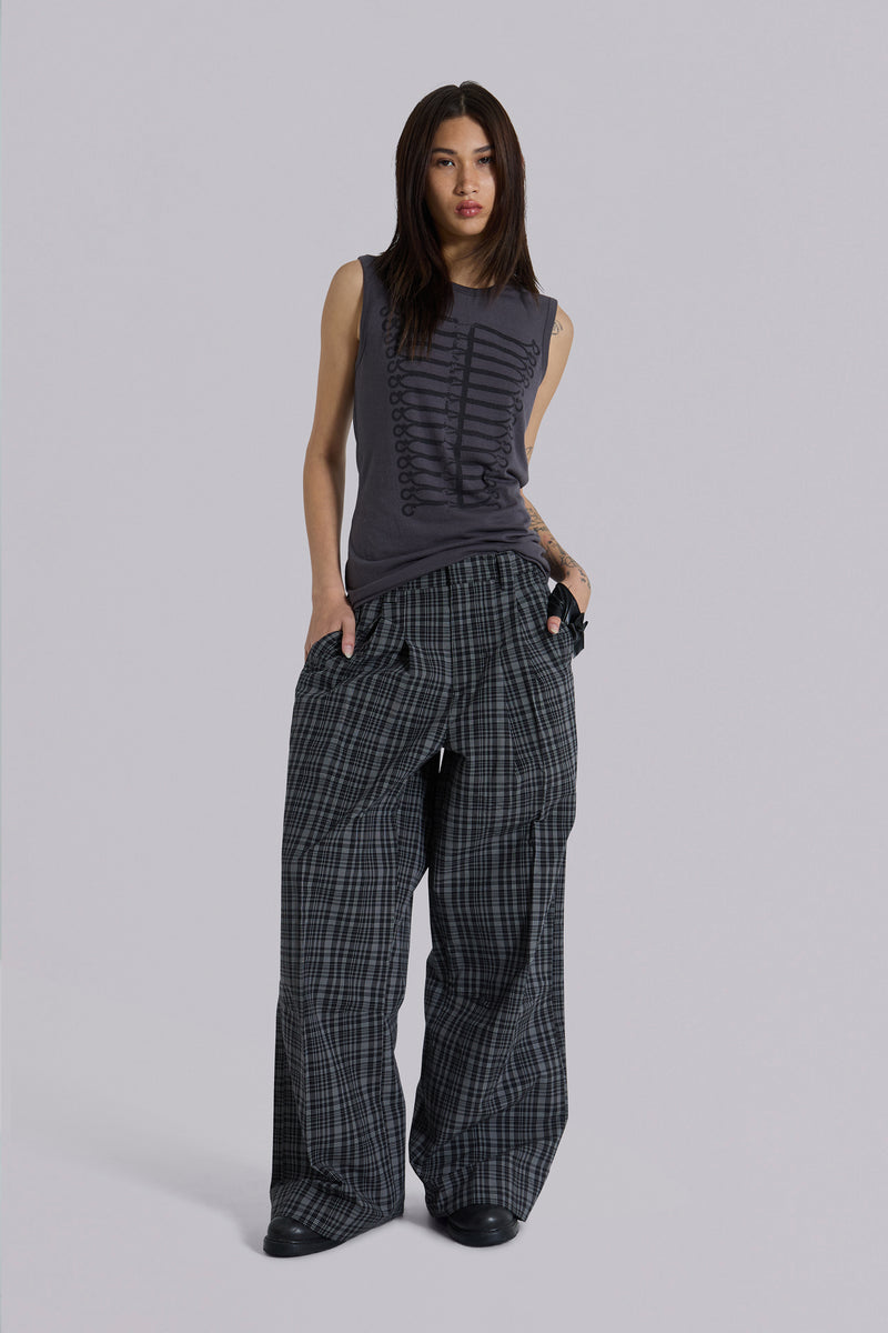 Black Check Goliath Suit Trousers