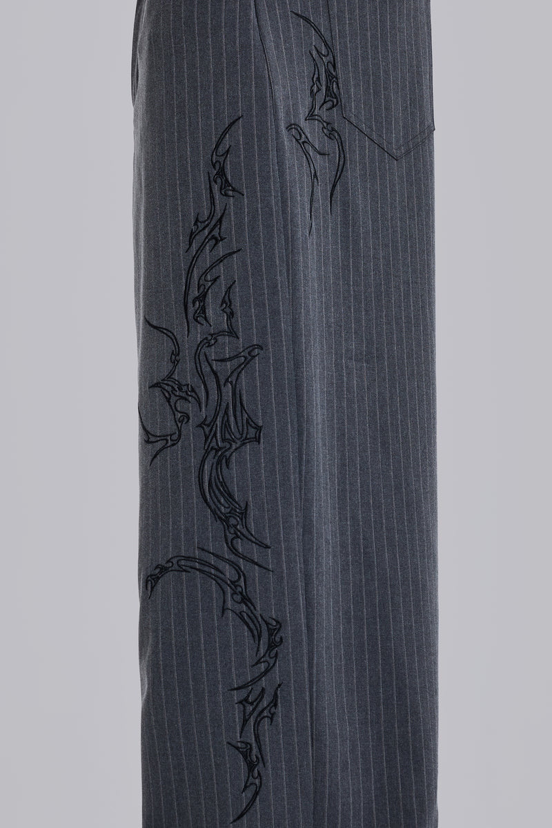 Tattoo Pinstripe Goliath Suit Pants | Jaded London | Clothing
