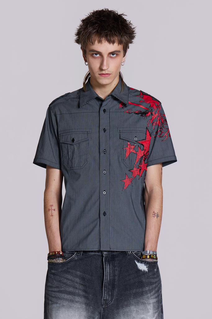 Script Pinstripe Shirt | Jaded London | Clothing