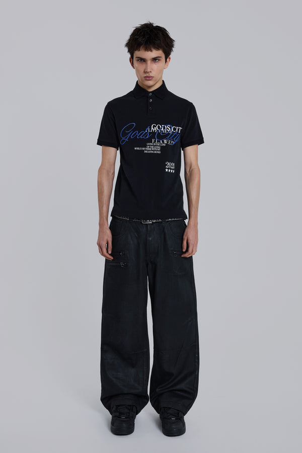 BLACK COATED Zip COLOSSUS JEANS